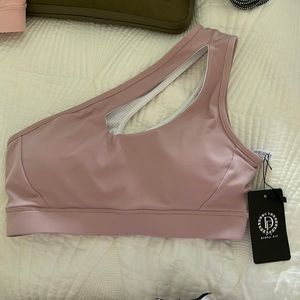 Cute cross neck sports bra and light purple